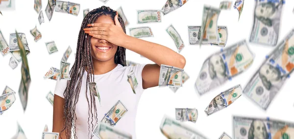 Young African American Woman Braids Wearing Casual Clothes Smiling Laughing — Stock Photo, Image