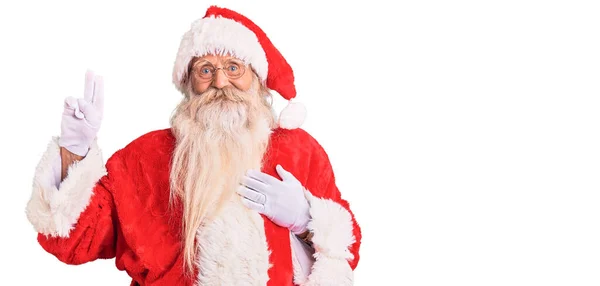 Oude Senior Man Met Grijs Haar Lange Baard Traditionele Kerstman — Stockfoto