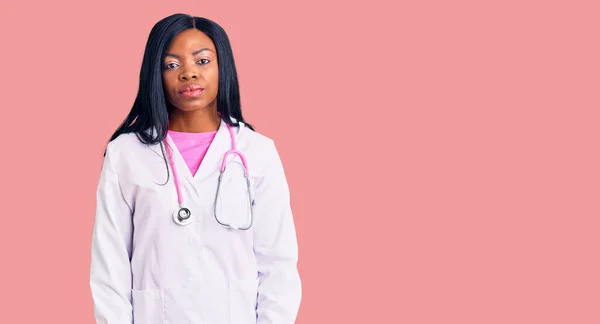 Young African American Woman Wearing Doctor Stethoscope Looking Sleepy Tired — Stock Photo, Image