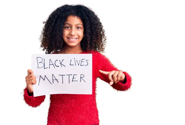 African American Child Curly Hair Holding Black Lives Matter Banner — Stock Photo, Image