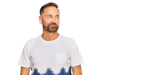 Handsome Middle Age Man Wearing Casual Tie Dye Tshirt Smiling — Stock Photo, Image