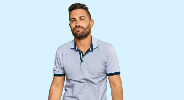 Bell Uomo Con Barba Che Indossa Abiti Casual Dall Aspetto — Foto Stock