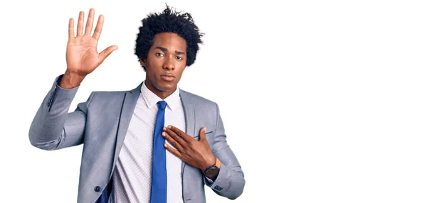 Handsome African American Man Afro Hair Wearing Business Jacket Swearing — Stock Photo, Image
