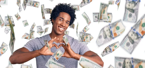 Handsome African American Man Afro Hair Wearing Casual Clothes Smiling — Stock Photo, Image