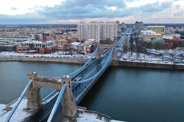 Βρότσλαβ Πολωνία Ιανουαρίου 2019 Αεροφωτογραφία Της Γέφυρας Grunwaldzki — Φωτογραφία Αρχείου