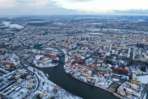 Вроцлав Польща Січня 2019 Вид Центру Міста Тому Числі Собор — стокове фото