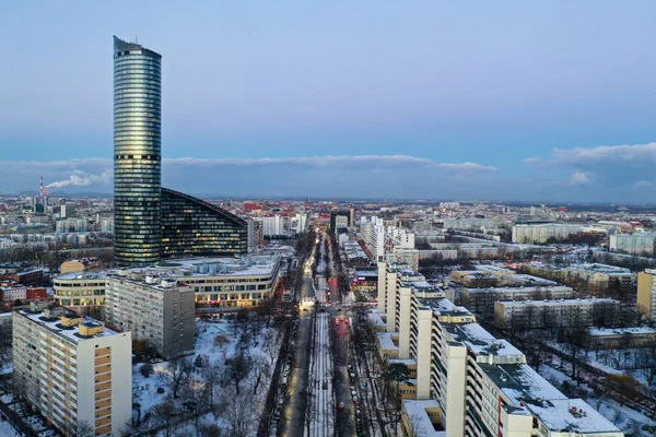 Вроцлав Польша Января 2019 Вид Воздуха Небесную Башню Другие Здания — стоковое фото