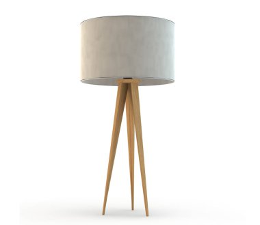 Modern standing floor lamp with wooden legs clipart