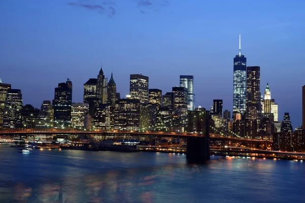 Vue Soir Célèbre Pont Quartier New York — Photo