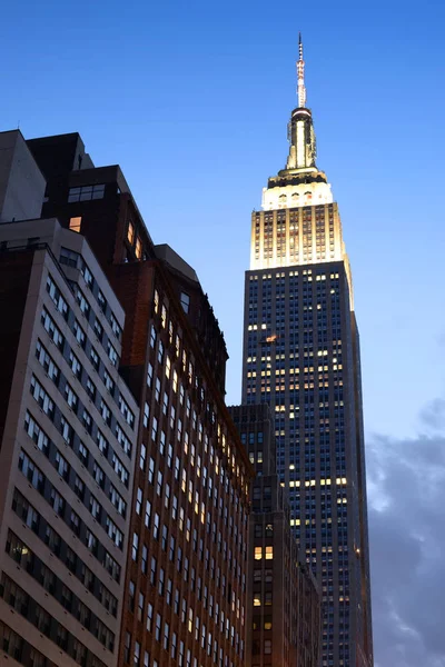 Wieczorem Widok Wieżowca Empire State Building Nowym Jorku — Zdjęcie stockowe