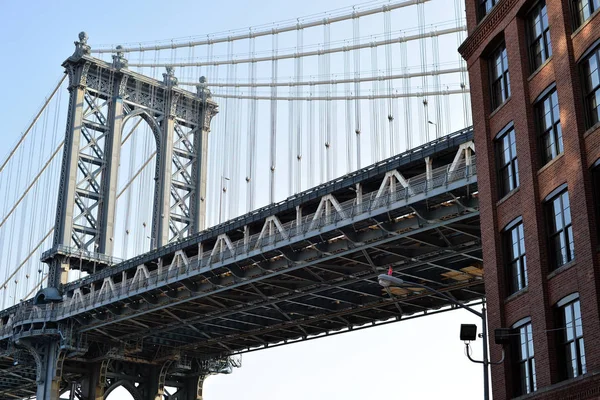 Słynny Wiszący Most Nowym Jorku Połączenia Strony Miasta — Zdjęcie stockowe