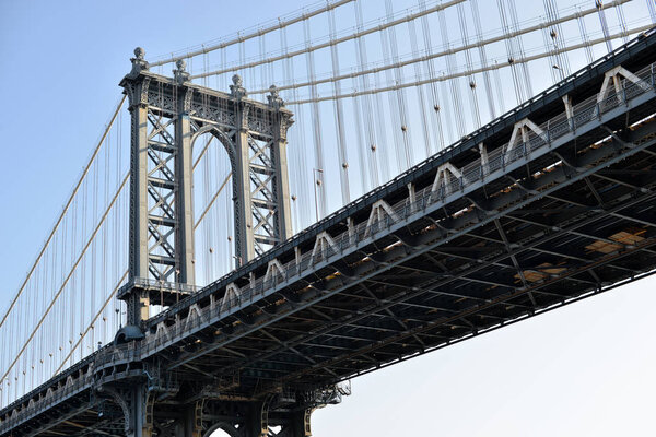 Close up of Manhattan Bridge in New York City, USA