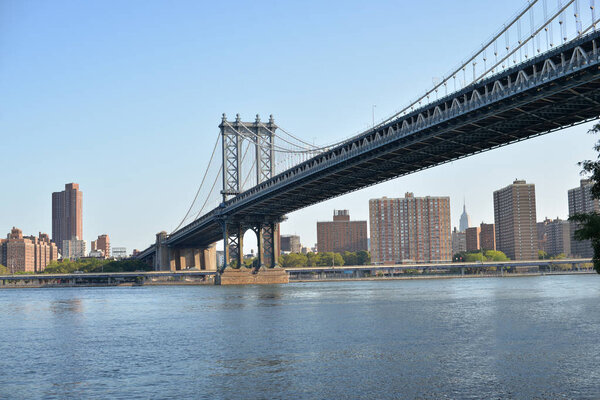Famous bridge connecting Brooklyn and Manhattan in New York, US