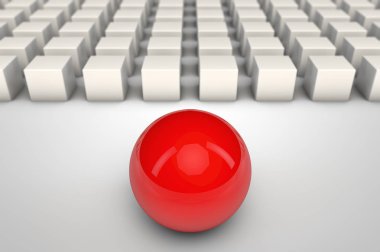 3D küre kırmızı ve beyaz küpleri liderlik anlayışı temsil eden