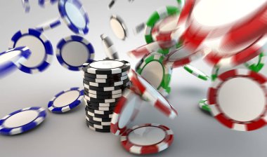 Beyaz arka plan üzerinde Poker fişleri Hareket Bulanıklığı