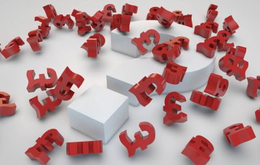 çok sayıda küçük Lirası sembolleri beyaz soru işareti