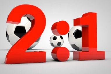 Futbol oyun sonuç 2:1 3D render