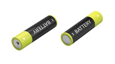 beyaz zemin üzerinde 3D batarya. alternatif enerji kaynağı kavramı