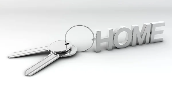 Srebrne Klucze Domu Keychain — Zdjęcie stockowe