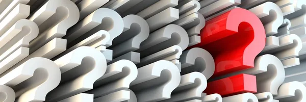 Rendered Question Marks Panoramic Ratio Websie Banner Dimensions — Stock Photo, Image
