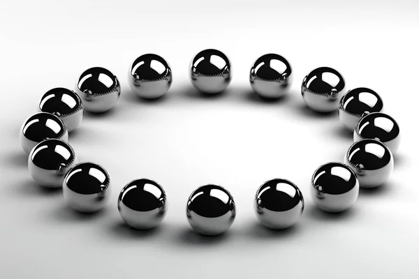 Chrome Spheres Arranged Circle — Stock Photo, Image