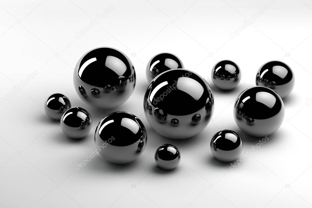 randomly arranged metal balls