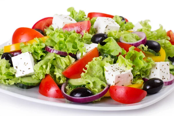 Ensalada Verduras Frescas Aisladas Sobre Fondo Blanco —  Fotos de Stock