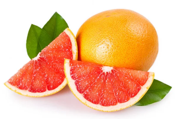 Verse Grapefruit Geïsoleerd Witte Achtergrond — Stockfoto