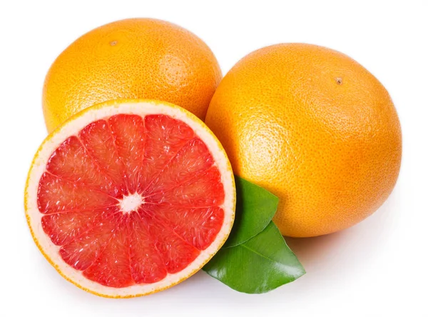 Verse Grapefruit Geïsoleerd Witte Achtergrond — Stockfoto
