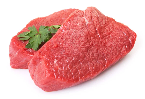 Rohes Rindfleisch Isoliert Auf Weißem Hintergrund — Stockfoto