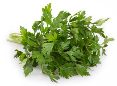 Beyaz arka planda izole edilmiş taze maydanoz