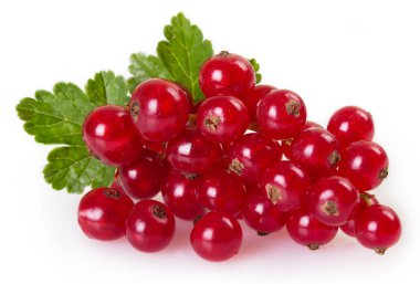 Beyaz arkaplanda kırmızı frenk üzümü izole edildi