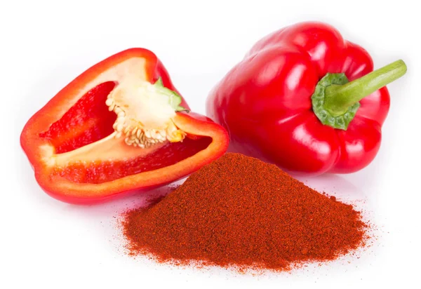 Haufen Gemahlener Paprika Mit Pfeffer Auf Weißem Hintergrund — Stockfoto