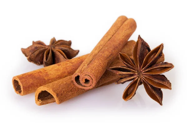 Cinnamon Star Anise Isolated White Background — Stock Photo, Image