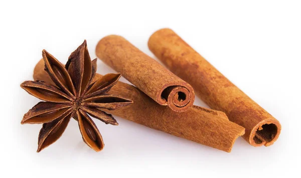 Cinnamon Star Anise Isolated White Background — Stock Photo, Image