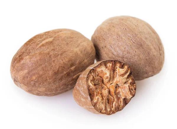 Nutmeg Isolated White Background — Stock Photo, Image