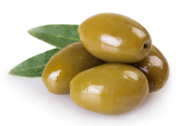 green olives isolated on white background