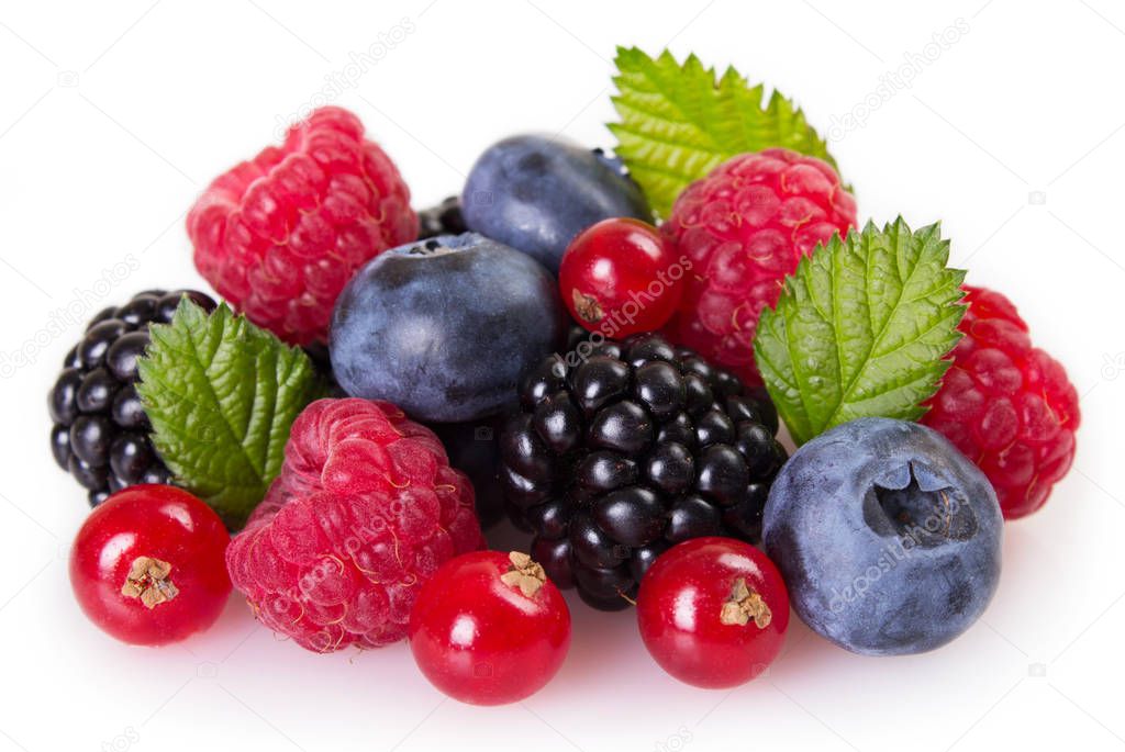 fresh berries isolated on white background