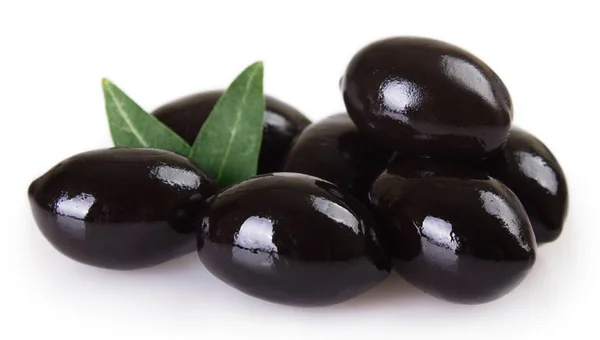 Olives Noires Isolées Sur Fond Blanc — Photo