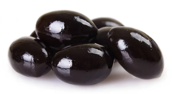 Černé Olivy Izolované Bílém Pozadí — Stock fotografie