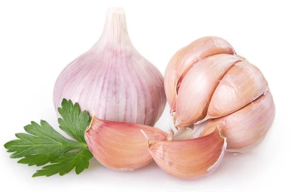 Frischer Knoblauch Isoliert Auf Weißem Hintergrund — Stockfoto