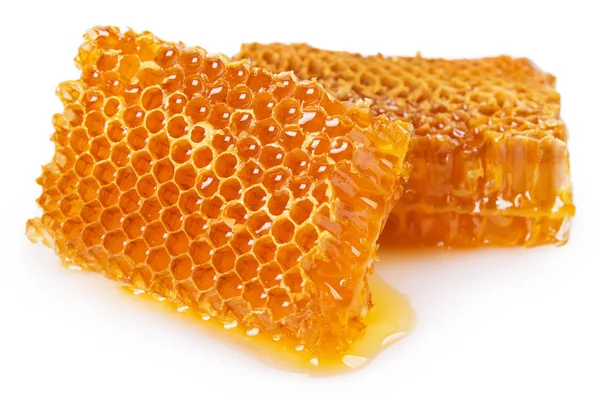 Honung Med Honeycomb Isolerad Vit Bakgrund — Stockfoto