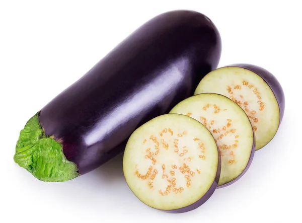 Verse Aubergine Geïsoleerd Witte Achtergrond — Stockfoto