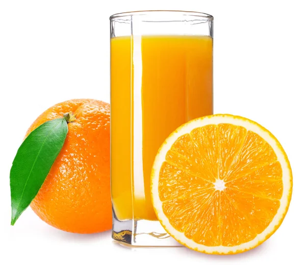 Glas Vers Sinaasappelsap Geïsoleerd Witte Achtergrond — Stockfoto