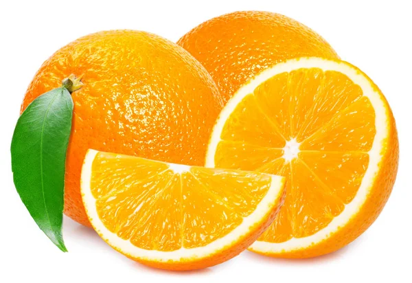 Orange Frukt Med Leaf Isolerad Vit Bakgrund — Stockfoto