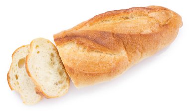 Beyaz arkaplanda dilimlenmiş ekmek