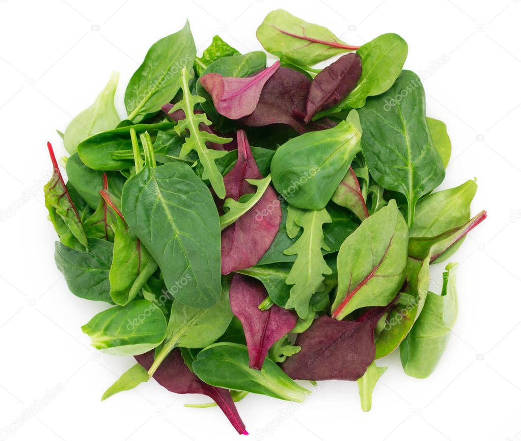 Fresh mixed salad on white background