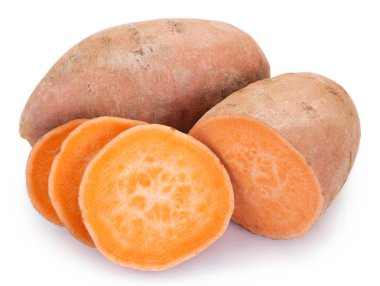 Beyaz arka planda tatlı patates