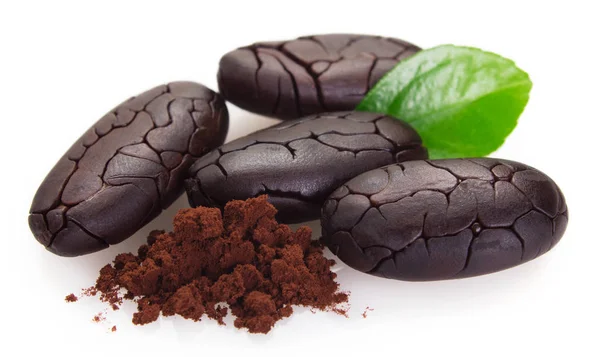 Peeled cocoa bean on white background — Stock Photo, Image