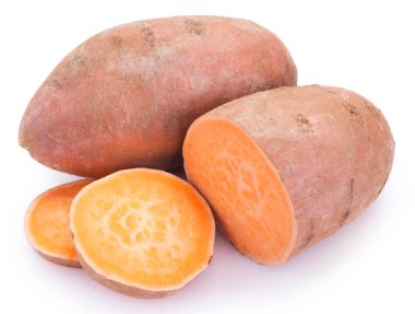 Beyaz arka planda tatlı patates